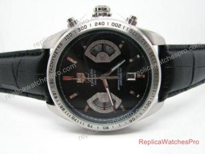 AAA Grade Replica Tag Heuer Carrera Calibre 17 watch SS Black Leather